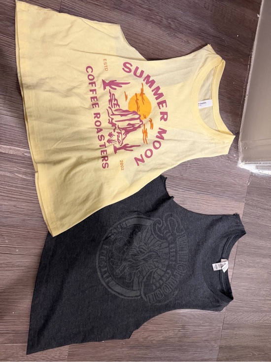 Madewell Tops - Summer Moon Coffee Graphic Tank Tops - yellow & gray- small